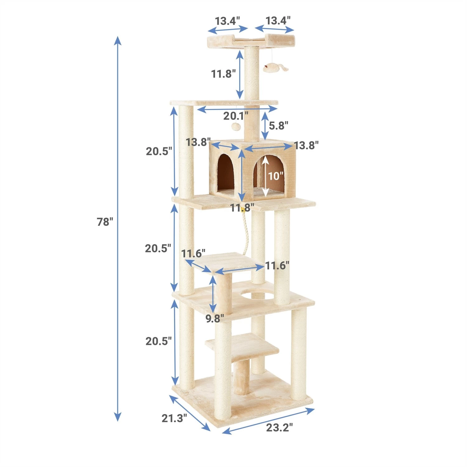 Frisco 78-in Faux Fur Cat Tree & Condo - Image 2