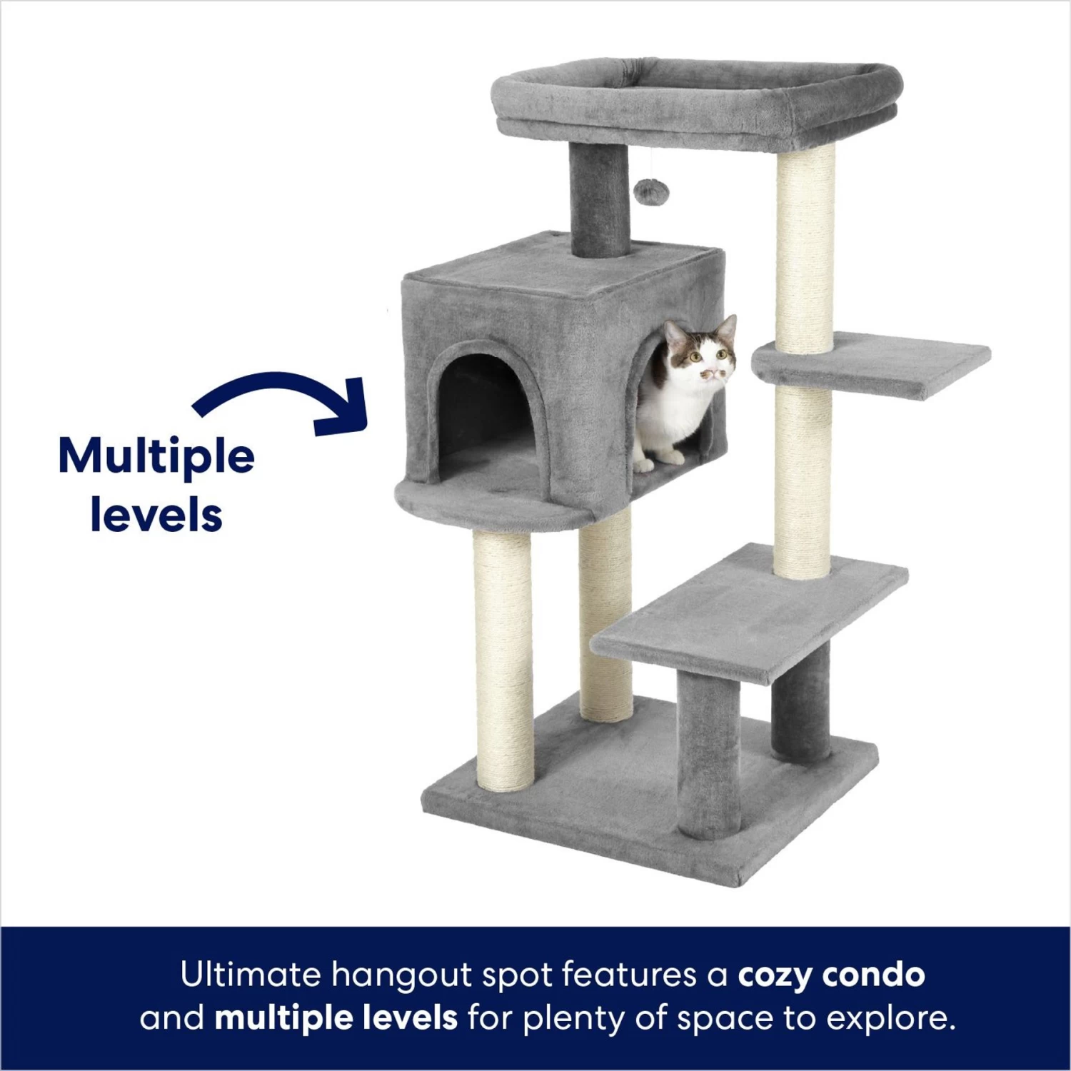 Frisco 48-in Heavy Duty Faux Fur Cat Tree & Condo - Image 3
