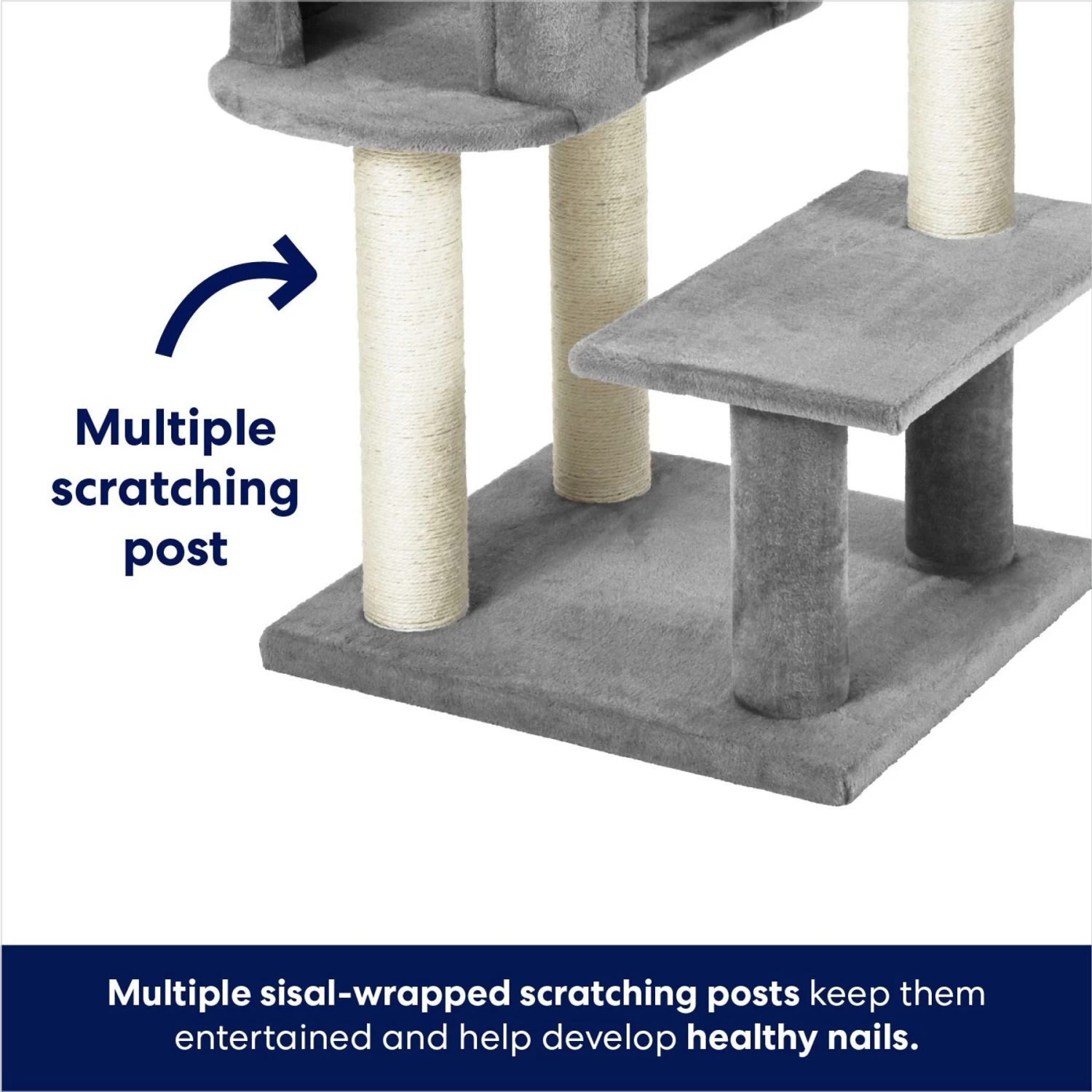 Frisco 48-in Heavy Duty Faux Fur Cat Tree & Condo - Image 4