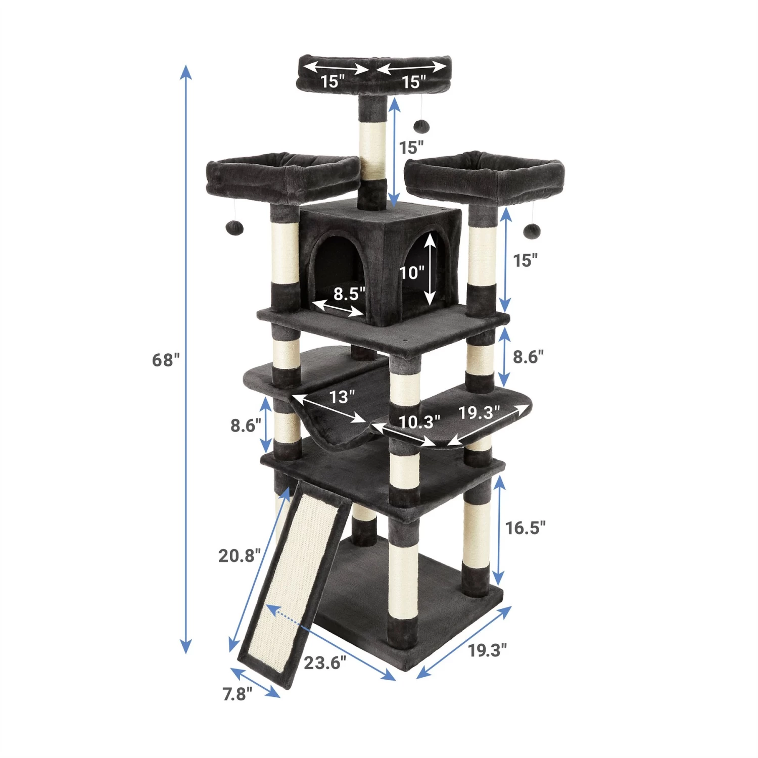 Frisco 68-in Faux Fur Cat Tree & Condo - Image 2