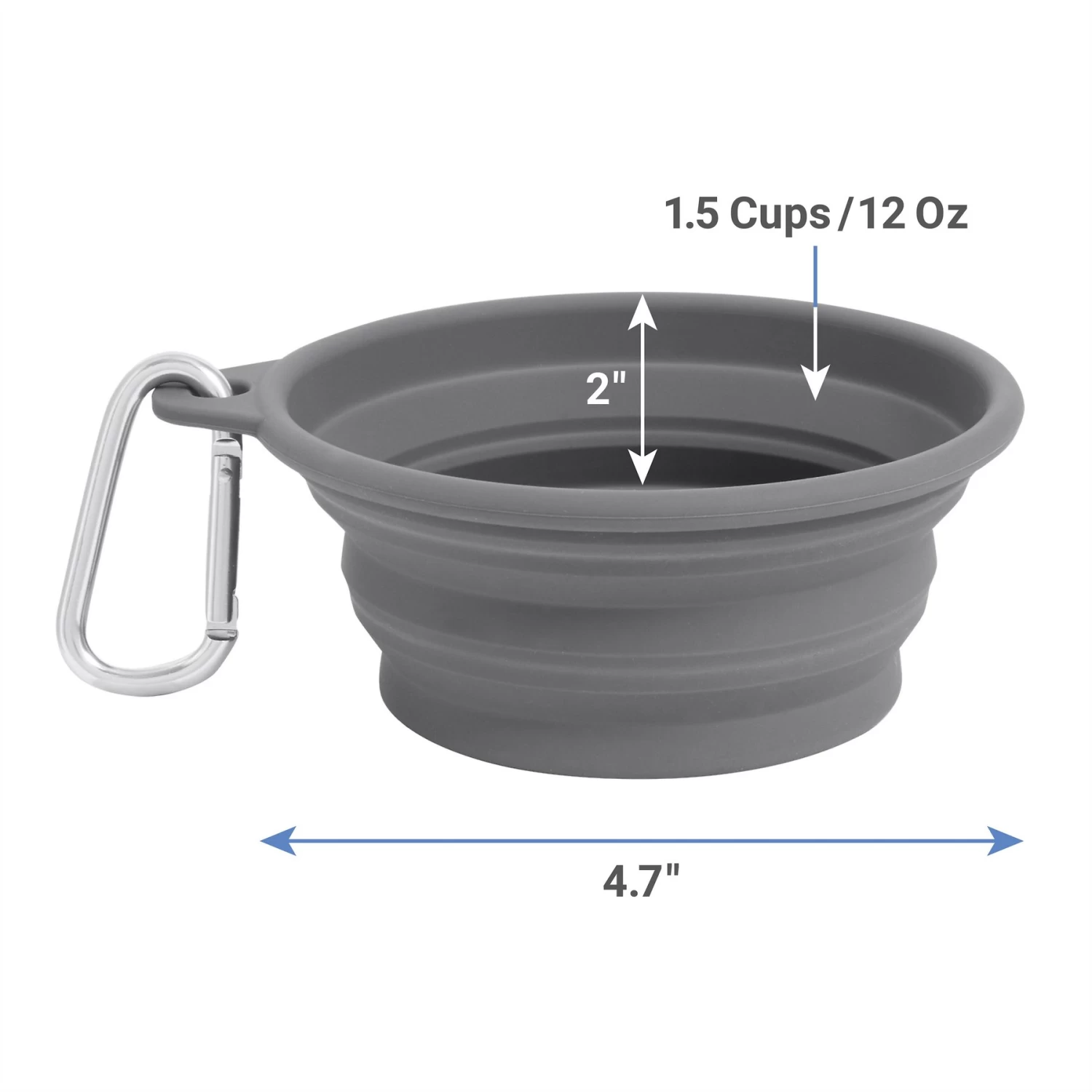 Frisco Silicone Collapsible Travel Bowl With Carabiner - Image 2