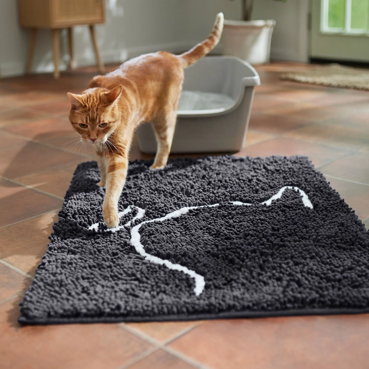 Frisco Microfiber Chenille Cat Silhouette Litter Mat - Image 5