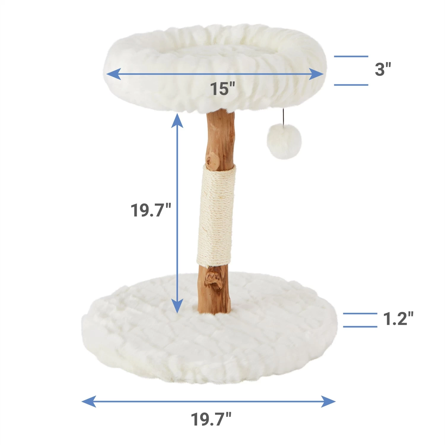Frisco Natural Wood Modern Cat Tree With Toy, Ivory, Small - Image 2