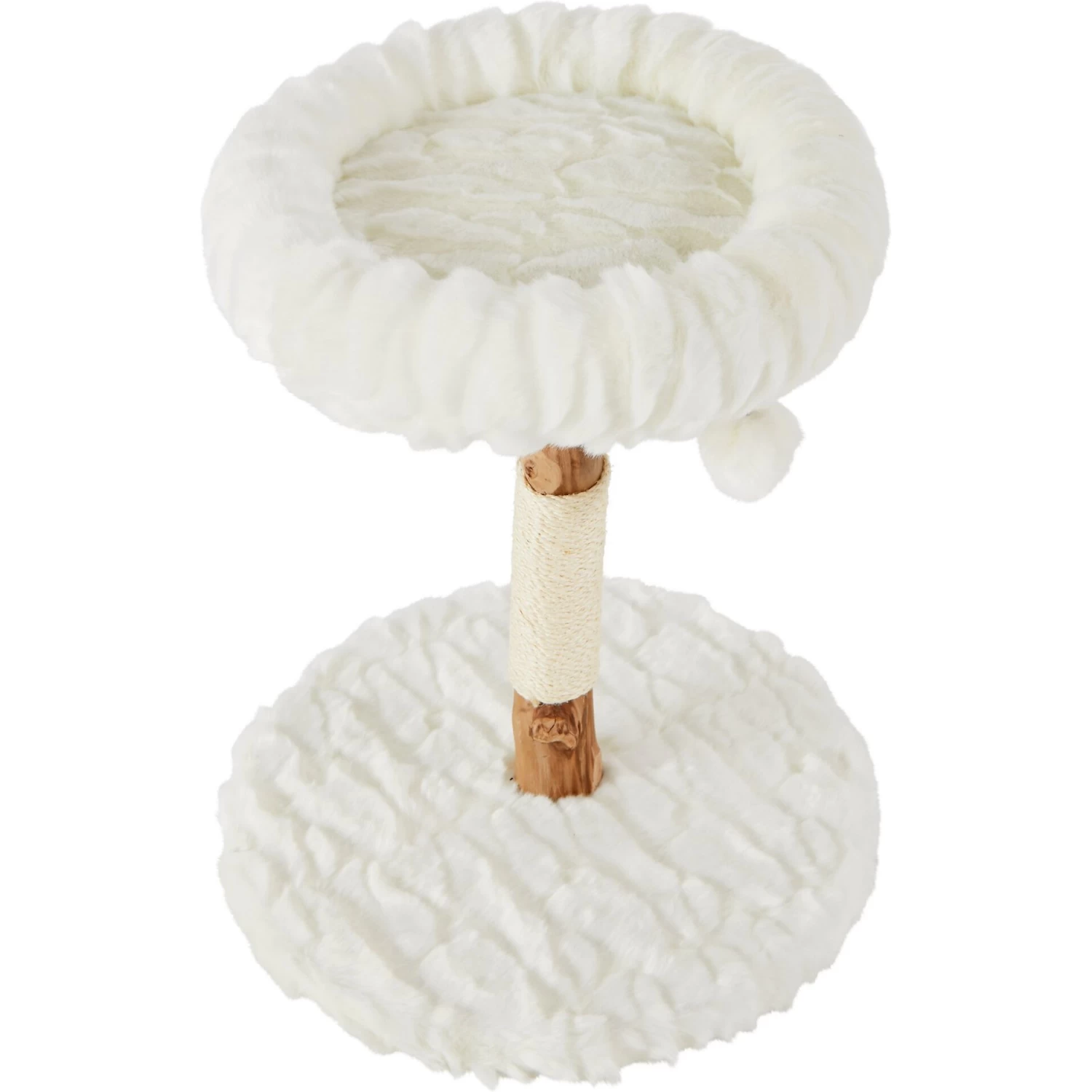 Frisco Natural Wood Modern Cat Tree With Toy, Ivory, Small - Image 4