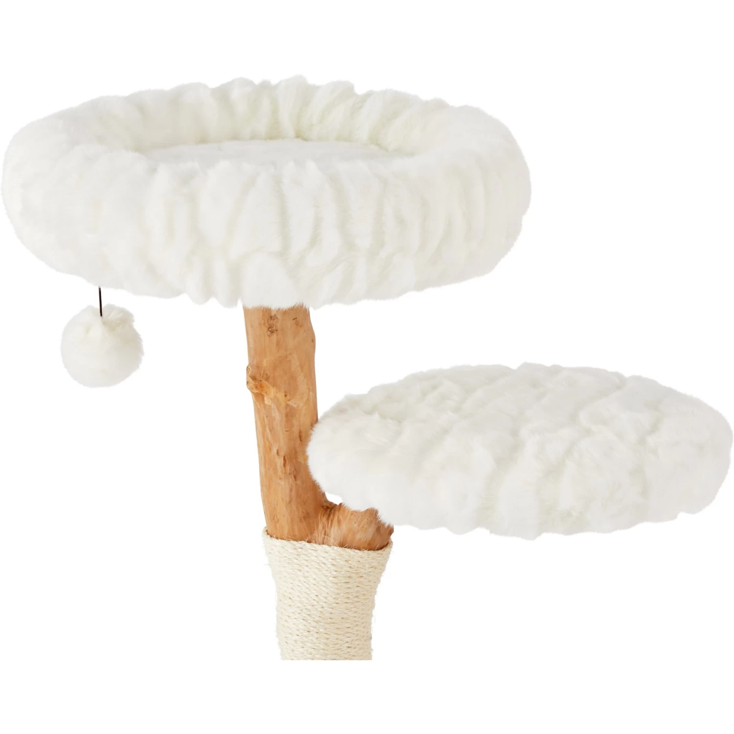Frisco Natural Wood Modern Cat Tree With Toy, Ivory, Medium - Image 4