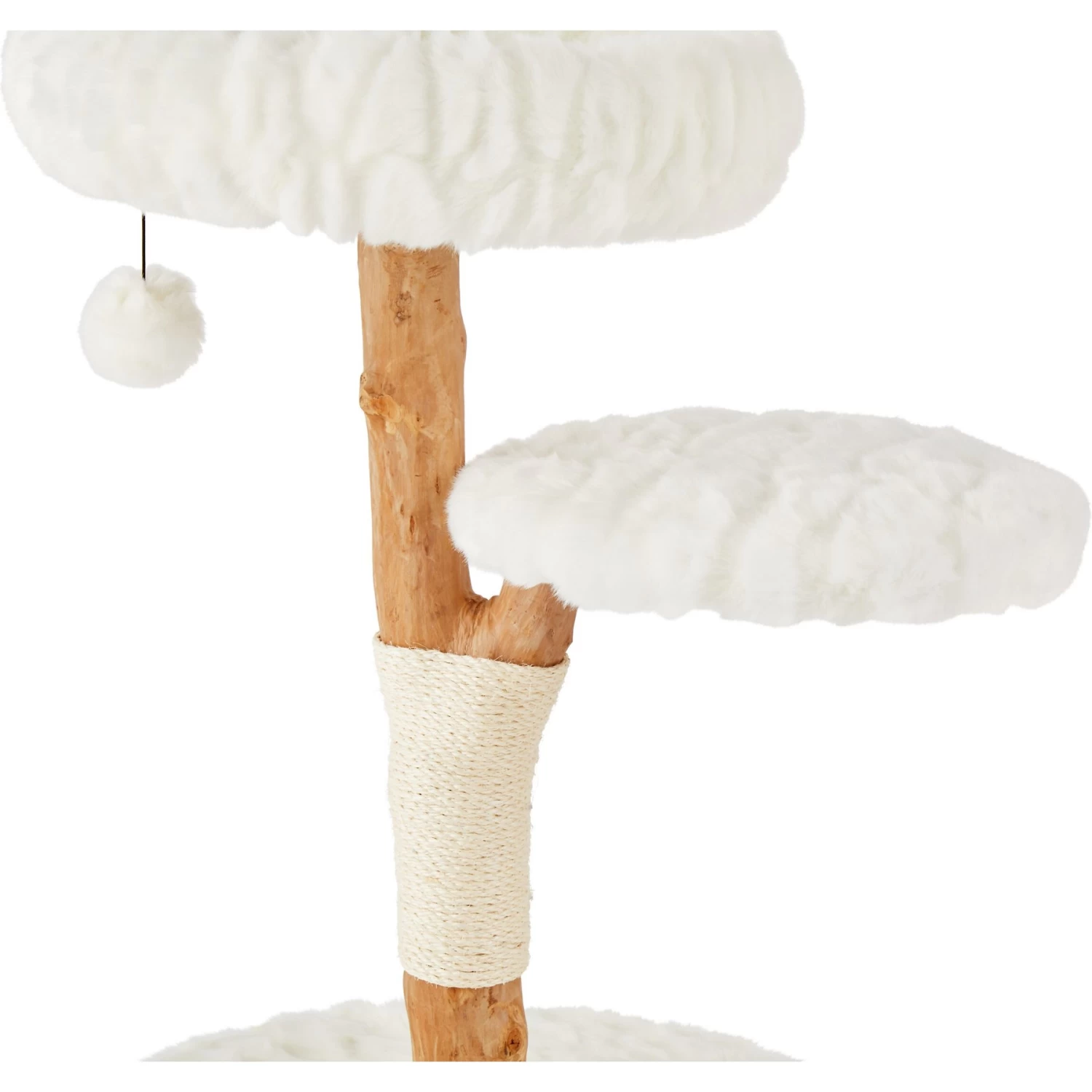Frisco Natural Wood Modern Cat Tree With Toy, Ivory, Medium - Image 5
