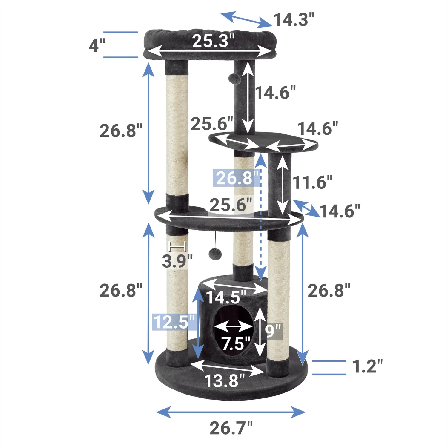 Frisco Heavy Duty Faux Fur Cat Tree & Condo - Image 2