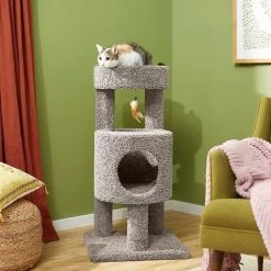Frisco 36-in Real Carpet Wooden Cat Tree
