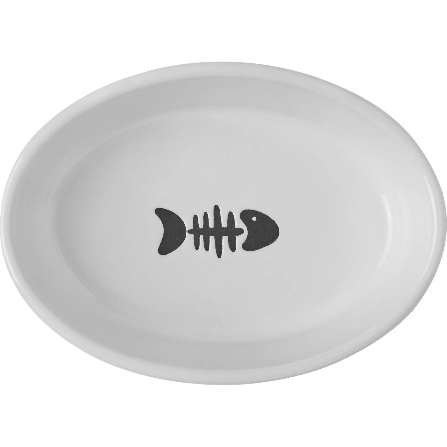 Frisco Oval Meow Non-skid Ceramic Cat Bowl With Wood Base - Image 5