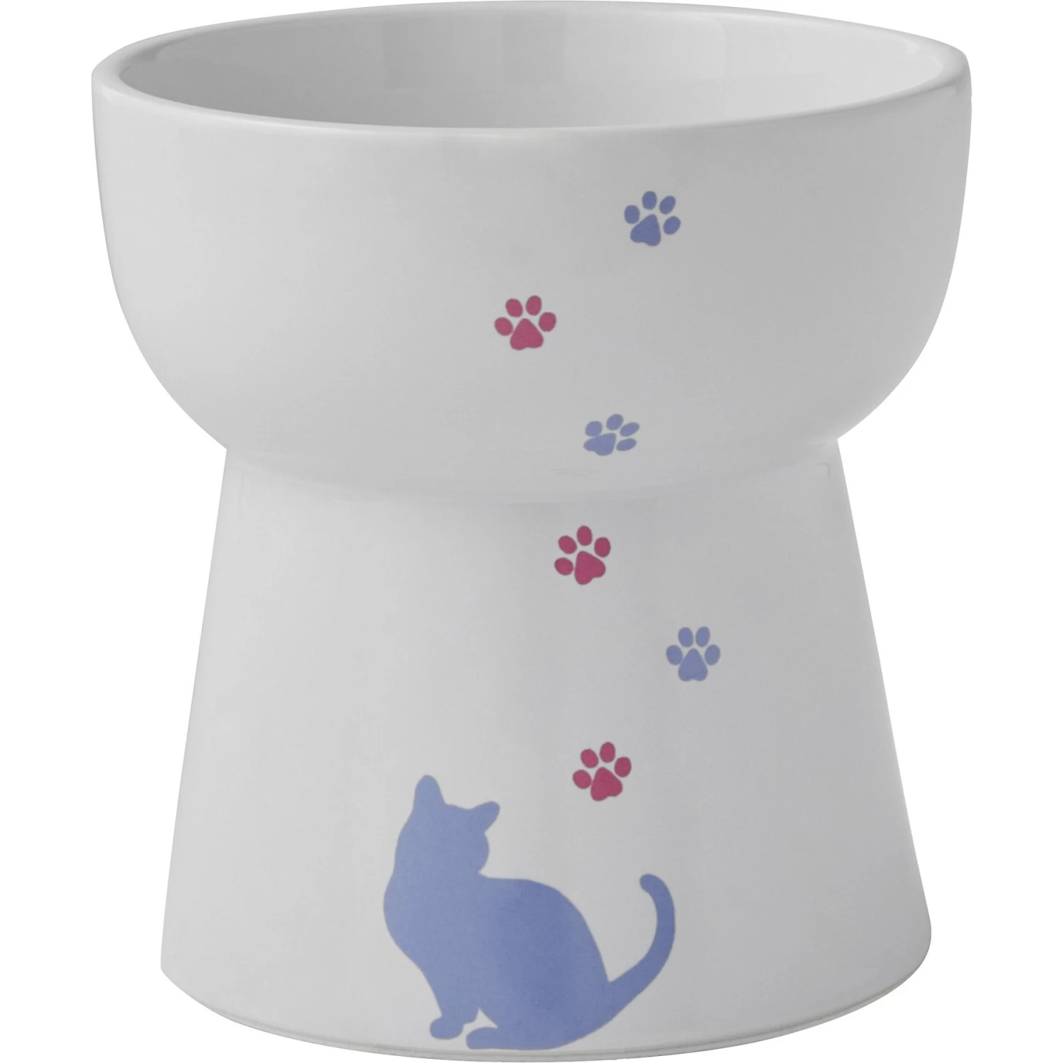 Frisco Cat Print Non-Skid Elevated Ceramic Cat Bowl, Tall