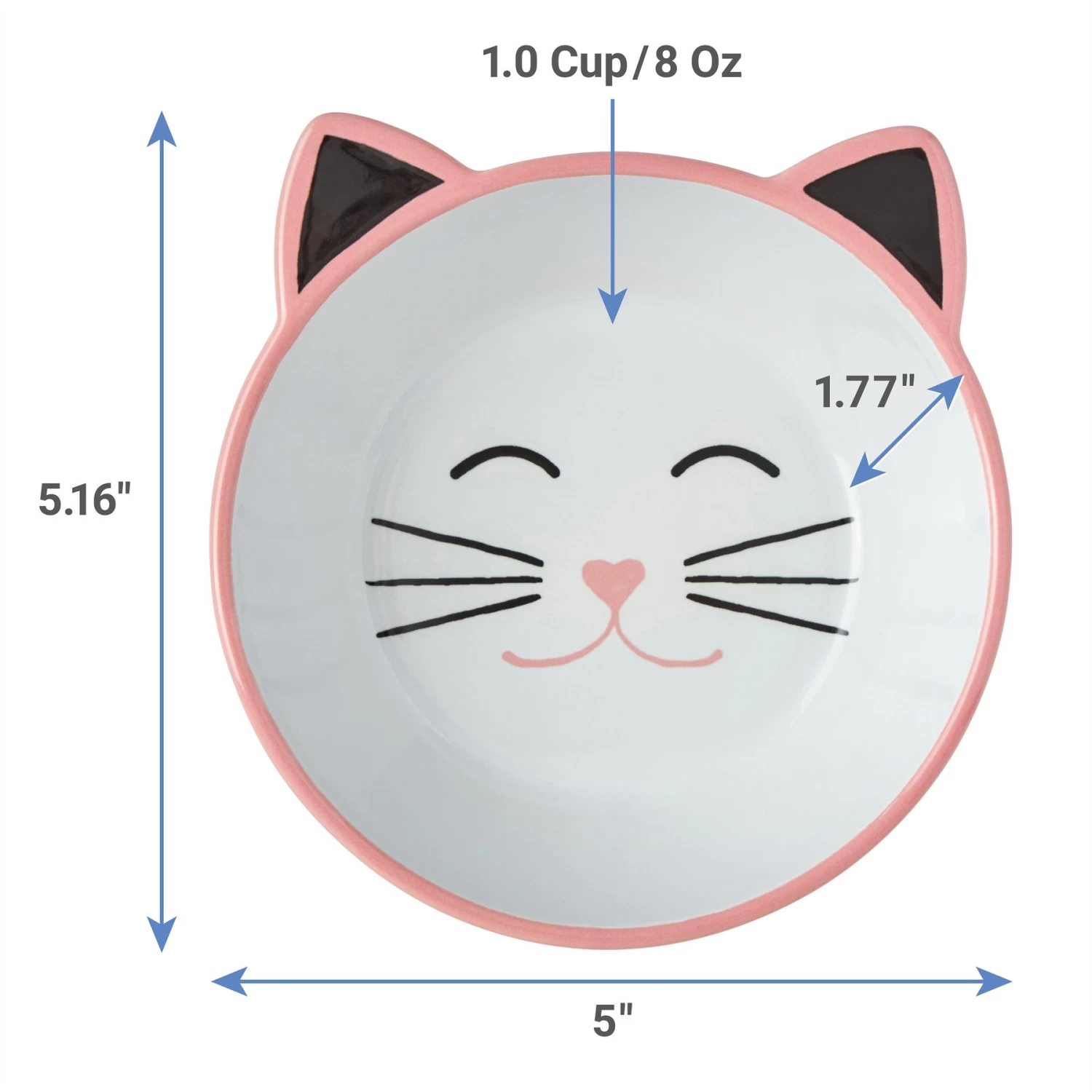 Frisco Cat Face Non-skid Ceramic Cat Bowl, Pink - Image 2