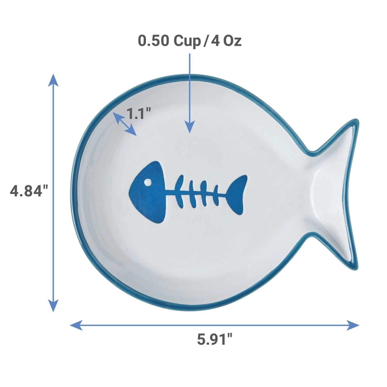 Frisco Fish Shaped Non-skid Ceramic Cat Dish - Image 2