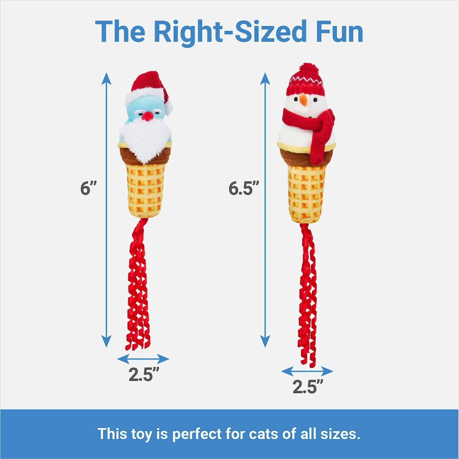 Frisco Holiday Santa & Snowman Ice Cream Cones Plush Cat Toy With Catnip, 2 Count - Image 2