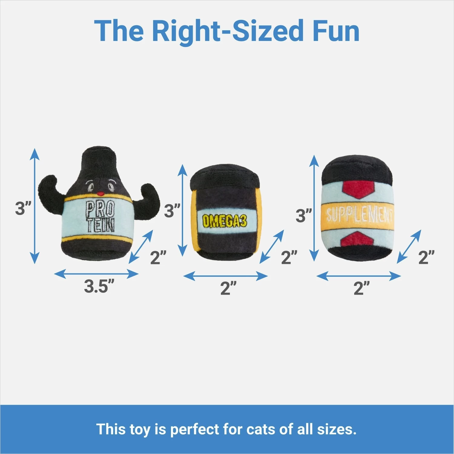 Frisco Pre-Workout & Protein Plush Cat Toy With Catnip, 3 Count - Image 2