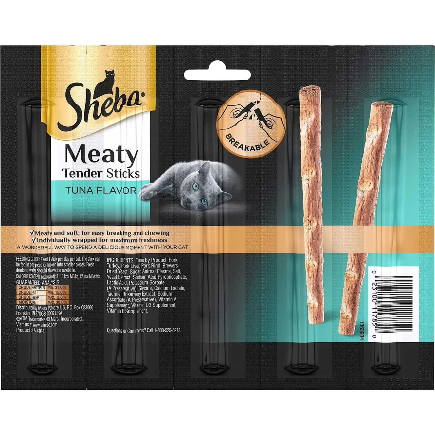 Sheba Meaty Tender Sticks Tuna Flavor Soft Adult Cat Treats & Frisco Squirrel Plush Cat Toy With Refillable Catnip - Image 3