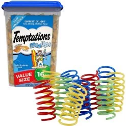Temptations MixUps Surfers' Delight Flavor Soft & Crunchy Cat Treats & Frisco Colorful Springs Cat Toy