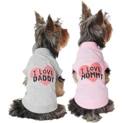 Frisco I Love Daddy Dog & Cat T-Shirt, Gray & Frisco I Love Mommy Dog & Cat T-Shirt