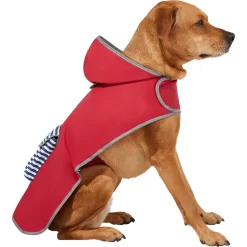 Frisco Lightweight Red Reversible Packable Dog Raincoat