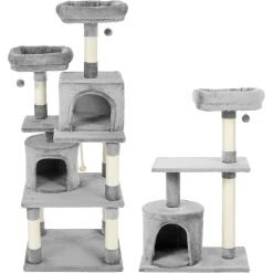 Frisco 61-in Faux Fur Cat Tree & Condo & Frisco 38-in Cat Tree With Condo, Top Perch & Toy