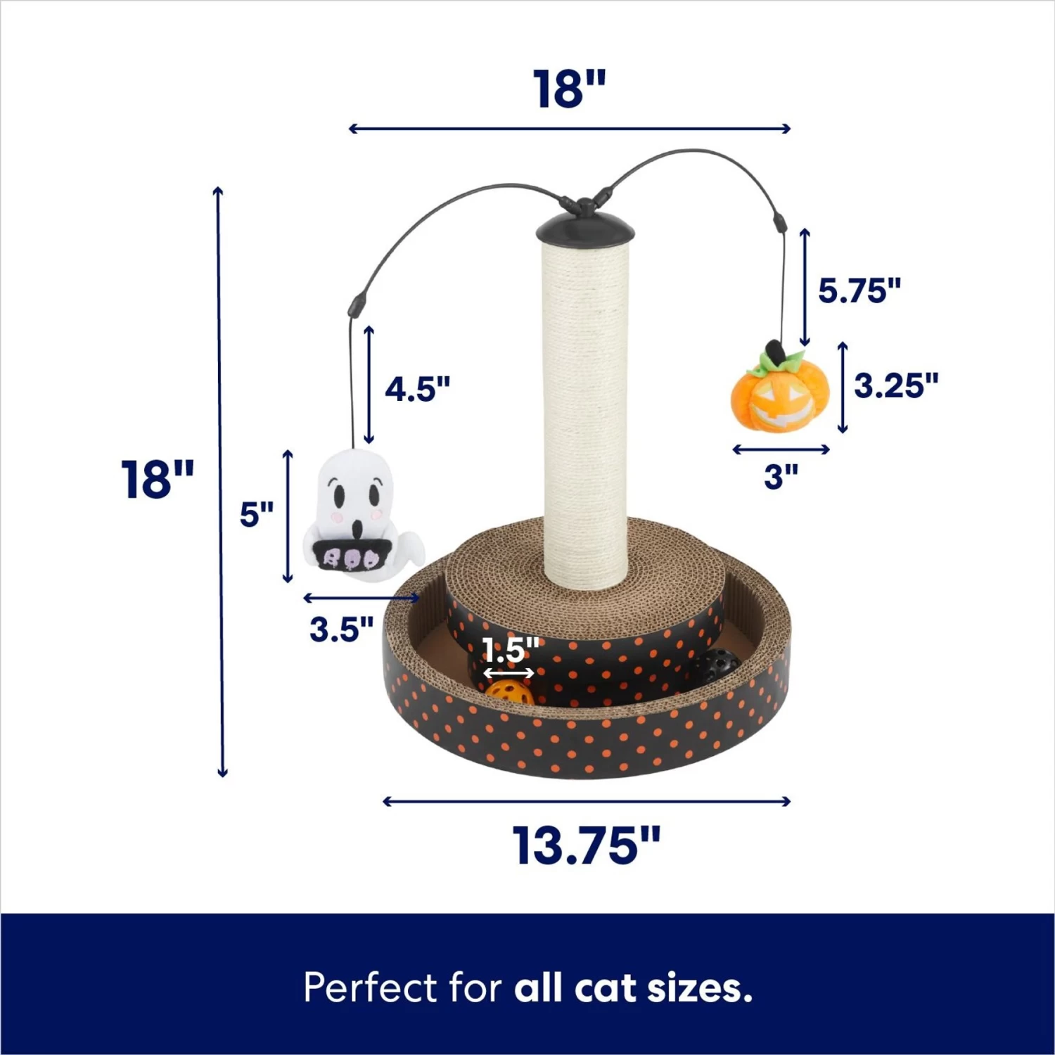 Frisco Halloween Pumpkin And Ghost Interactive Scratcher Cat Toy With Catnip - Image 2
