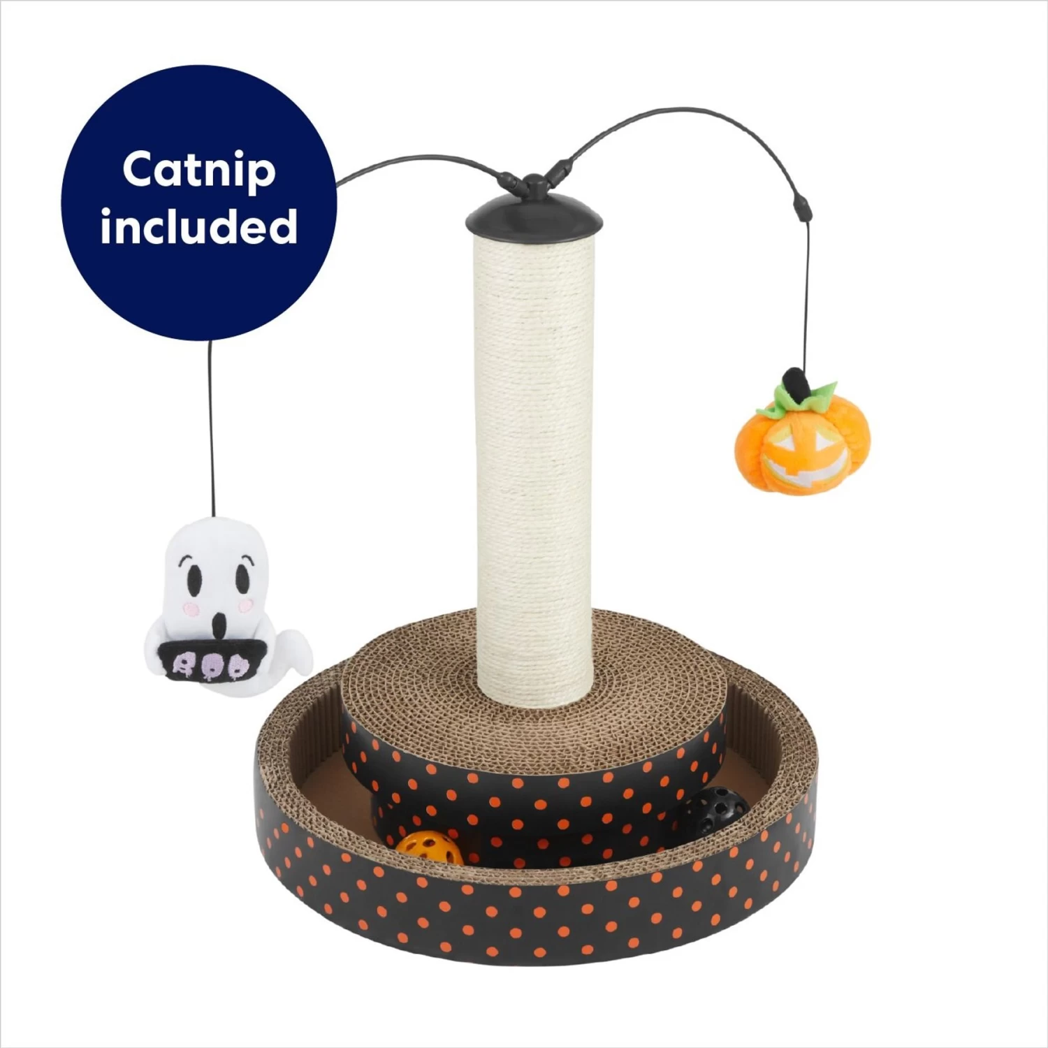 Frisco Halloween Pumpkin And Ghost Interactive Scratcher Cat Toy With Catnip - Image 3