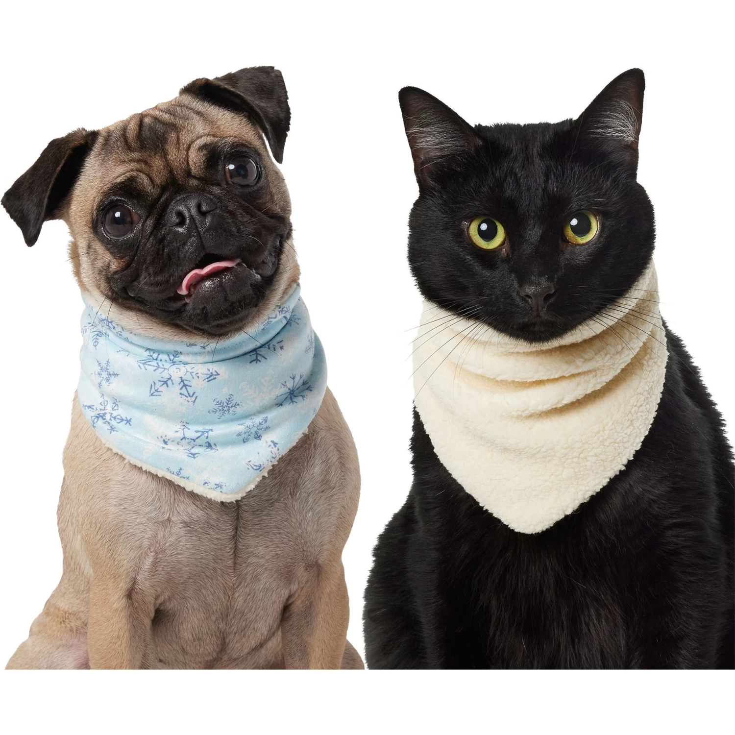 Frisco Reversible Snowflake Cozy Knit Faux Fur Dog & Cat Pullover Bandana, 1 Count