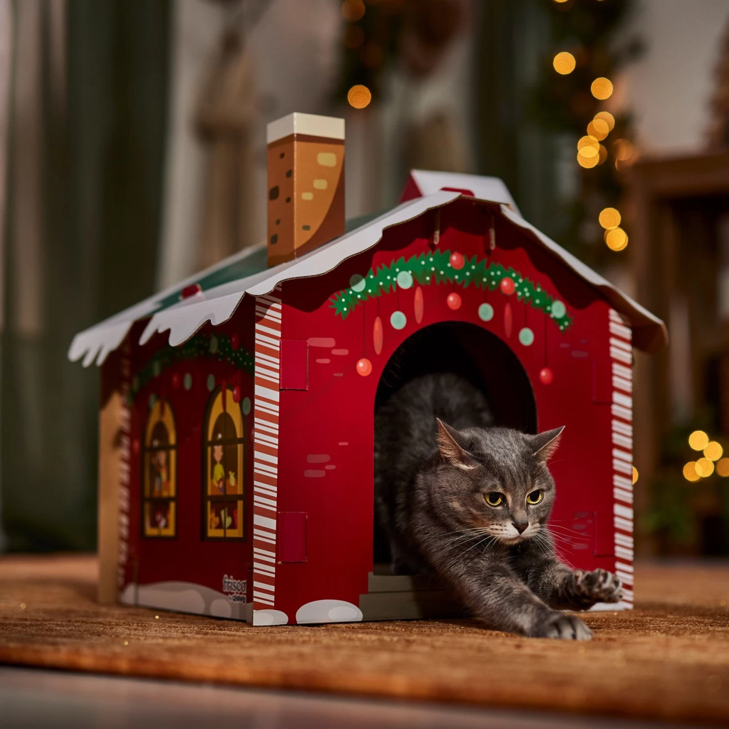 Frisco Holiday Log Cabin Cardboard Cat House & Frisco Holiday Santa's Workshop Cardboard Cat House - Image 9